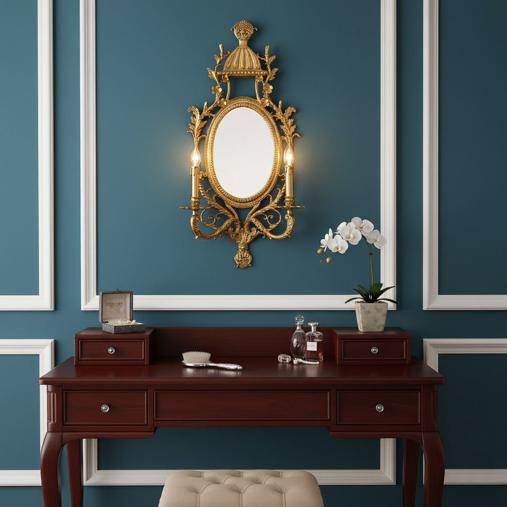 Elyndor Carved Mirror Wall Lamp