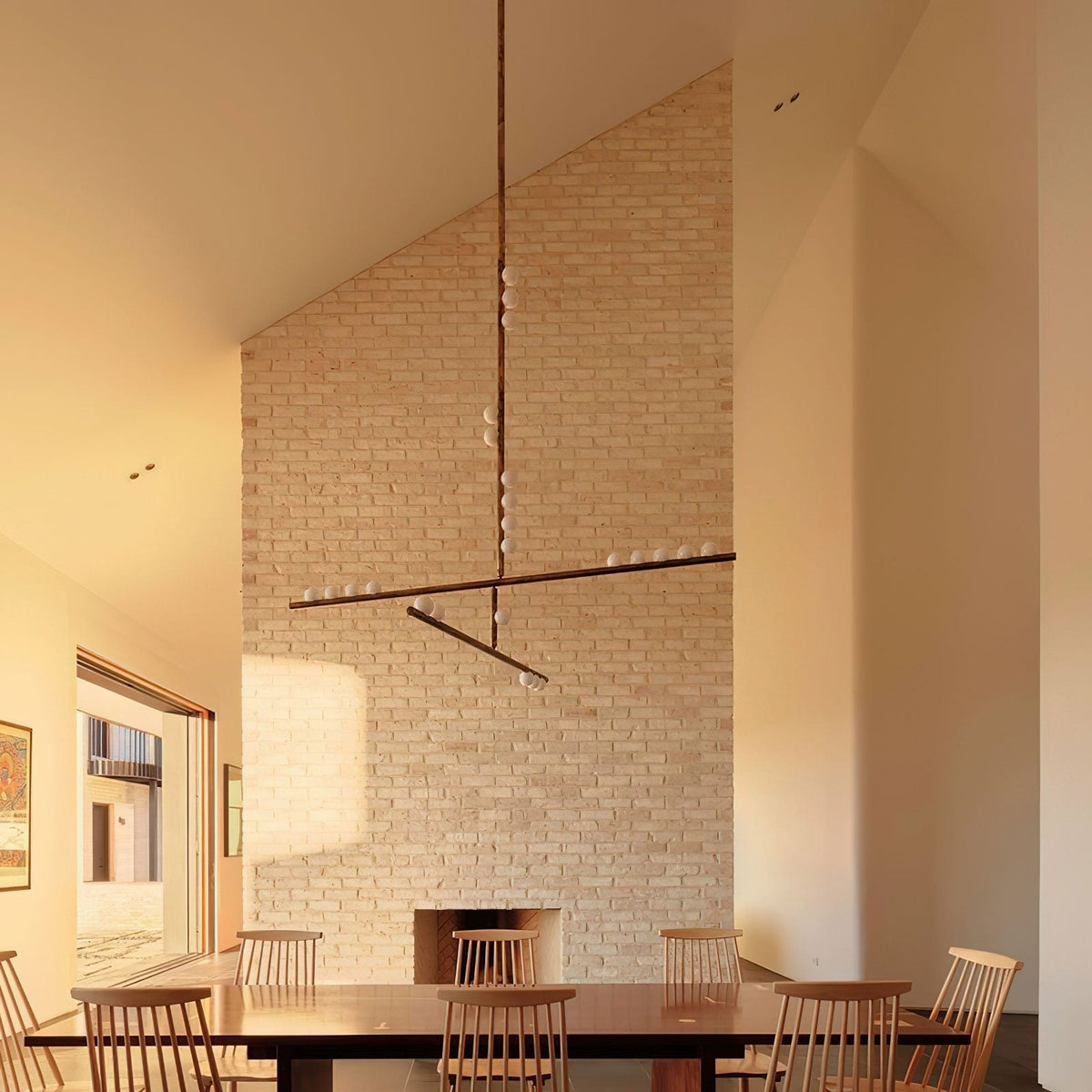 Bara Geometric Brass Linear Pendant Light Chandelier
