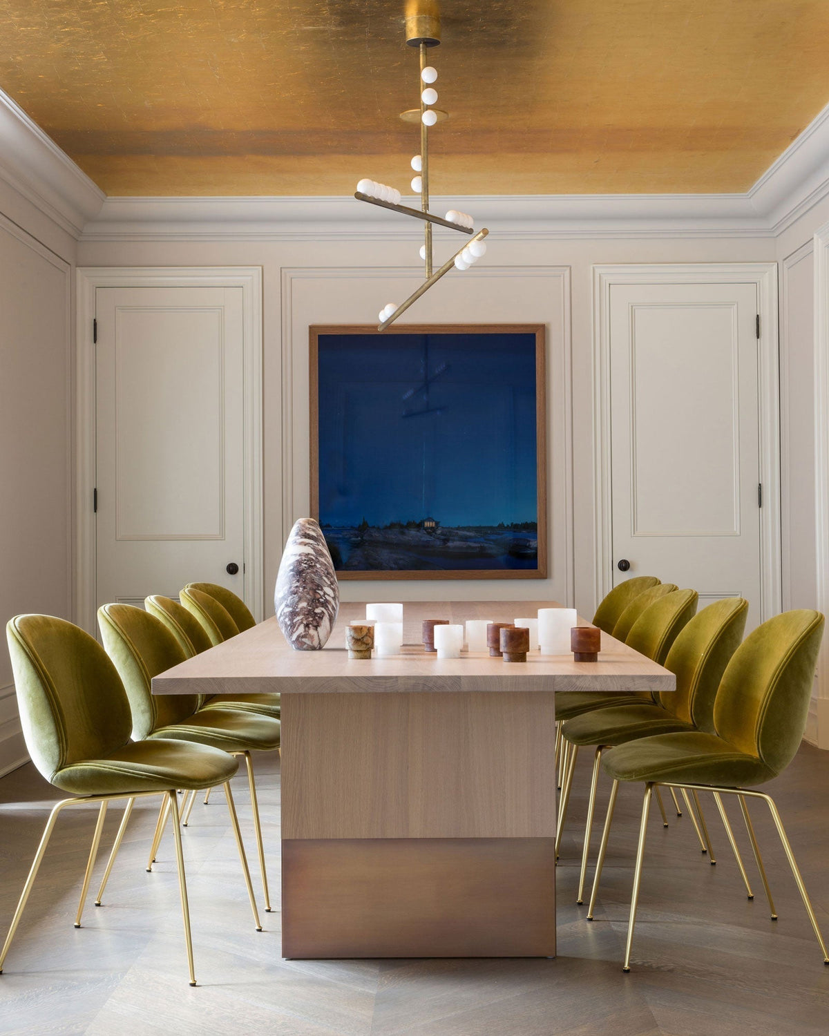Bara Geometric Brass Linear Pendant Light Chandelier