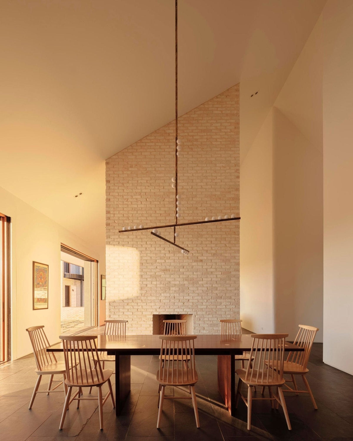 Bara Geometric Brass Linear Pendant Light Chandelier
