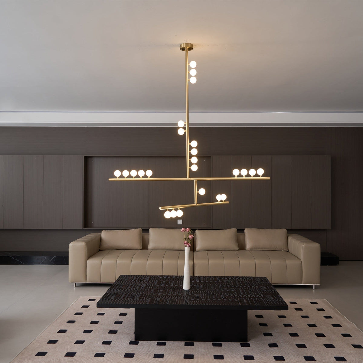 Bara Geometric Brass Linear Pendant Light Chandelier