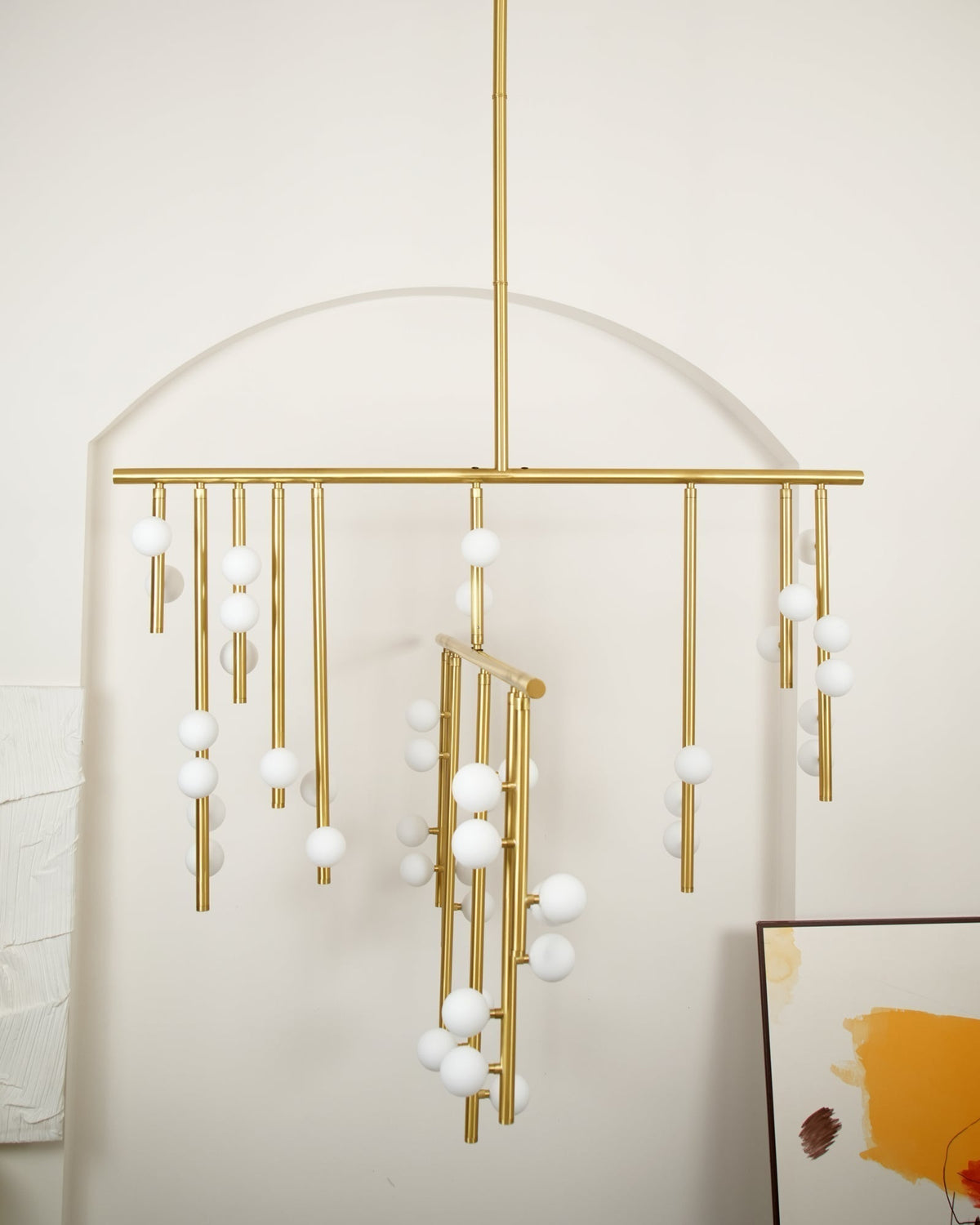 Bara Geometric Brass Linear Pendant Light Chandelier