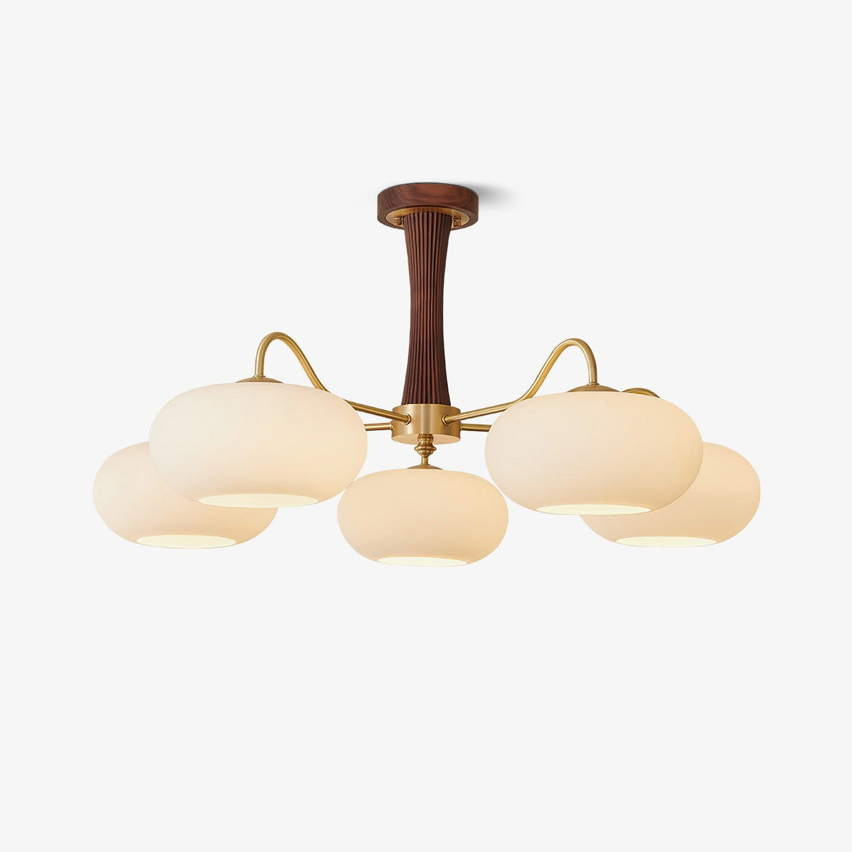 Syloella Chandelier Brass Wooden Persimmon