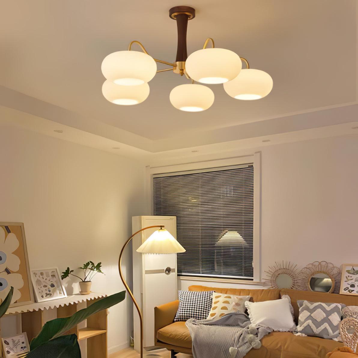 Syloella Chandelier Brass Wooden Persimmon