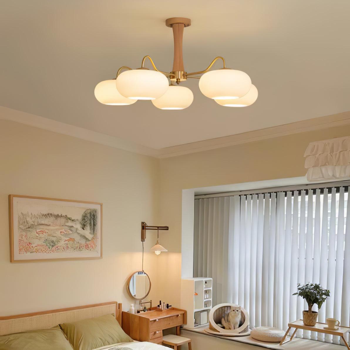 Syloella Chandelier Brass Wooden Persimmon