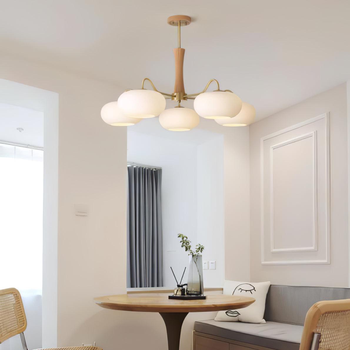 Syloella Chandelier Brass Wooden Persimmon