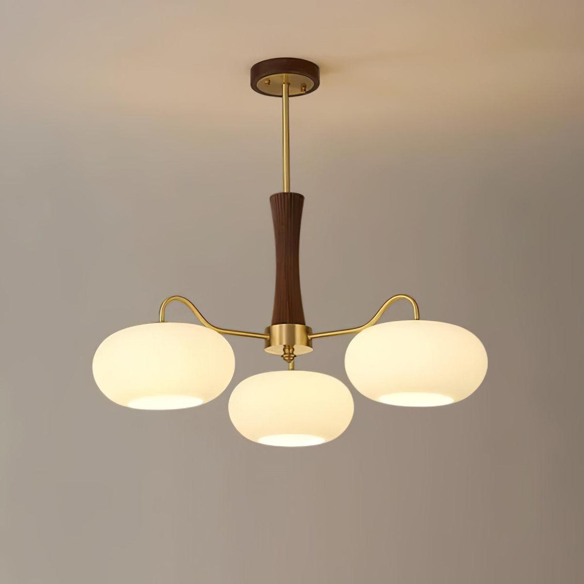 Syloella Chandelier Brass Wooden Persimmon