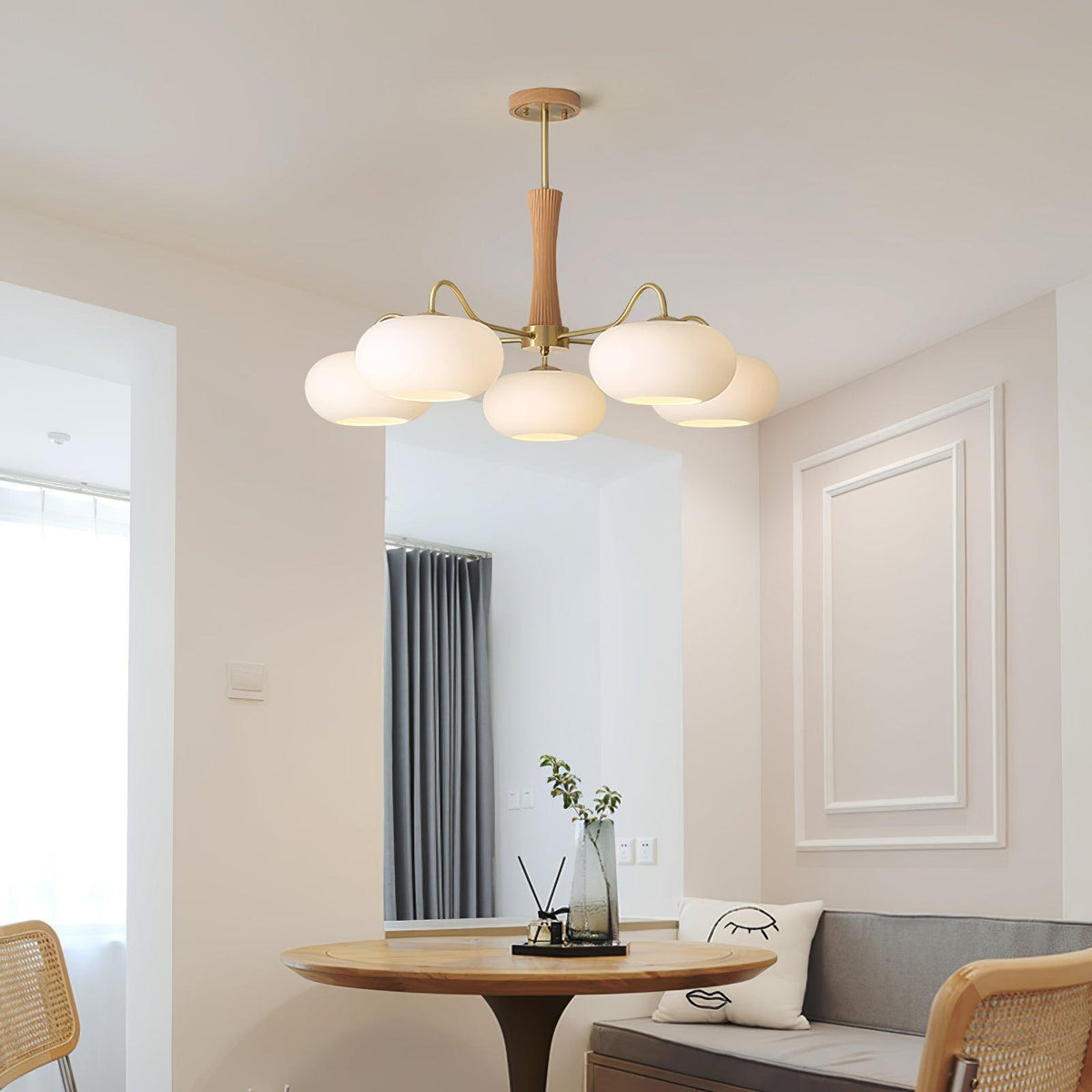 Syloella Chandelier Brass Wooden Persimmon