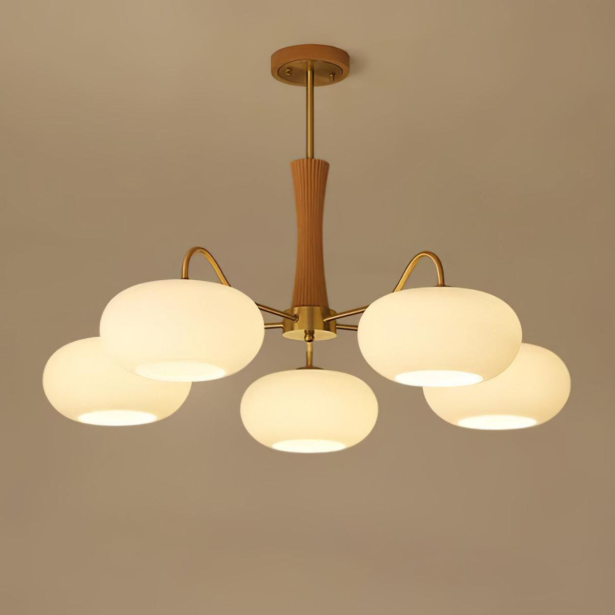 Syloella Chandelier Brass Wooden Persimmon