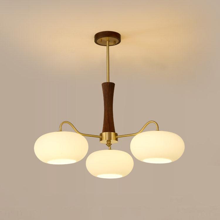 Syloella Chandelier Brass Wooden Persimmon