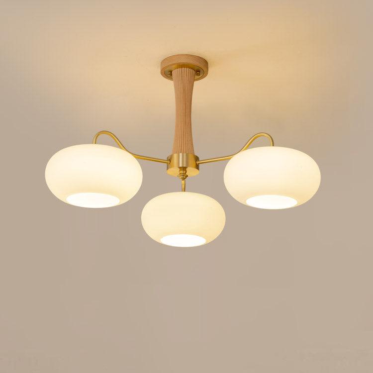 Syloella Chandelier Brass Wooden Persimmon