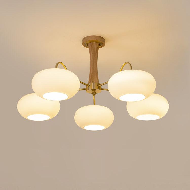 Syloella Chandelier Brass Wooden Persimmon
