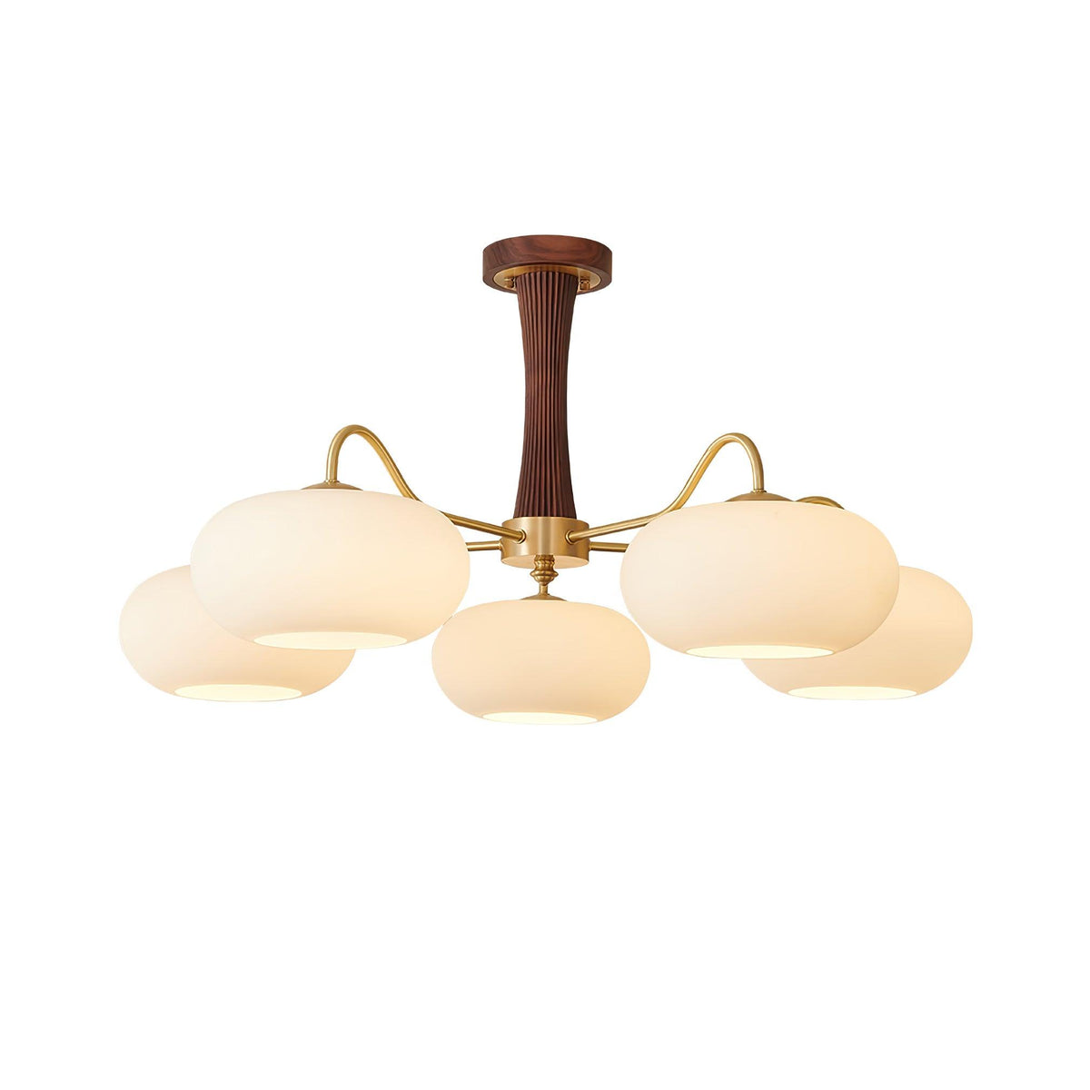 Syloella Chandelier Brass Wooden Persimmon