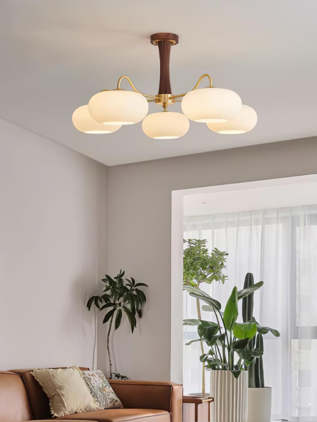 Syloella Chandelier Brass Wooden Persimmon