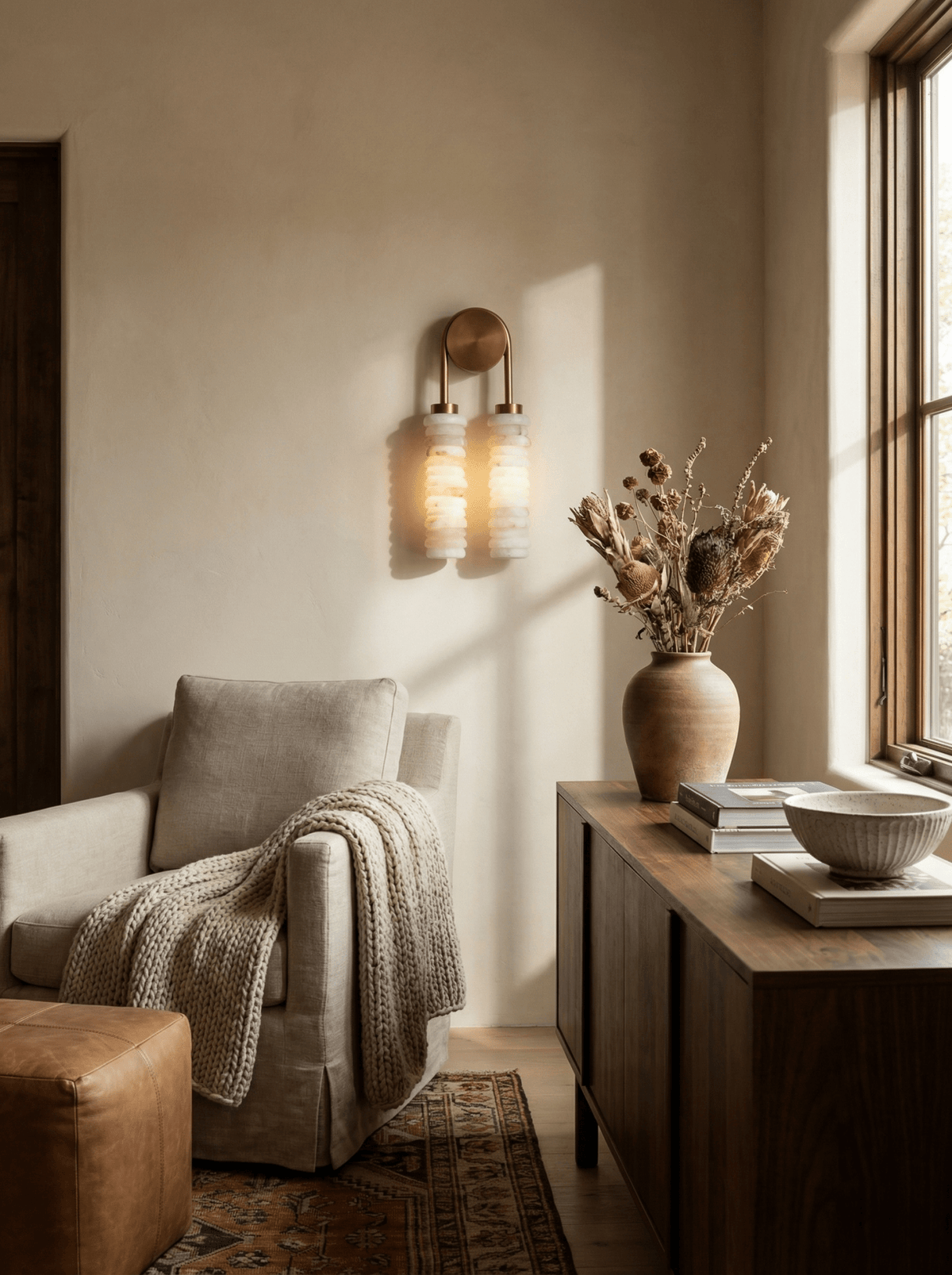 Calla Twin Alabaster Sconce