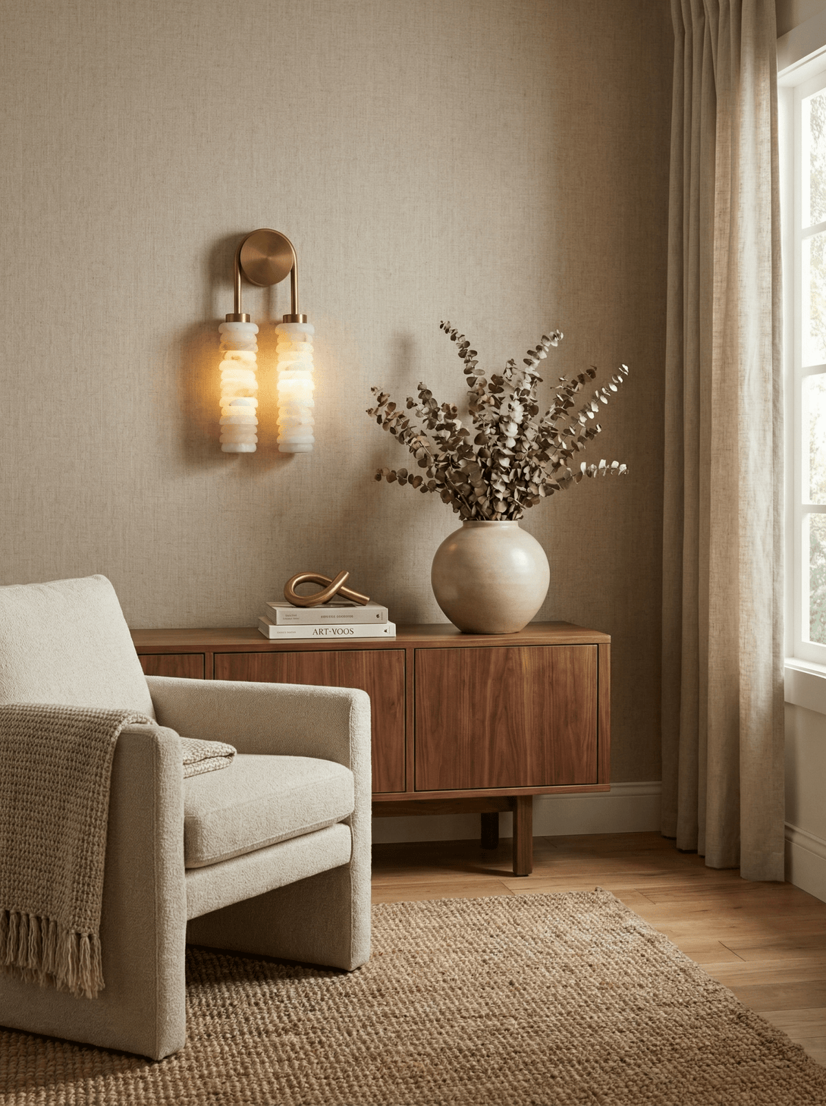 Calla Twin Alabaster Sconce