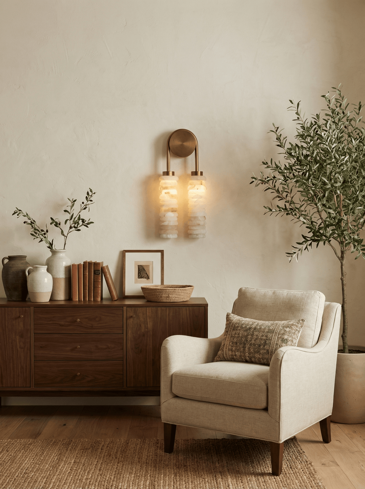 Calla Twin Alabaster Sconce