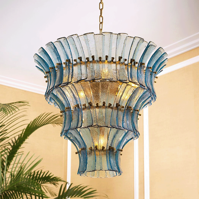 Aqualis Veyra Tiered Glass Chandelier