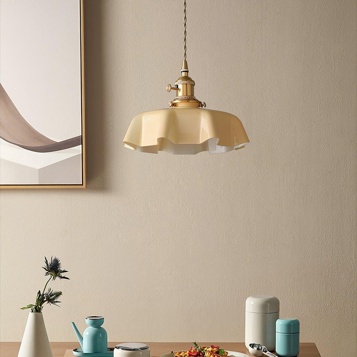 Sepalom Farmhouse Ruffled Pendant Light