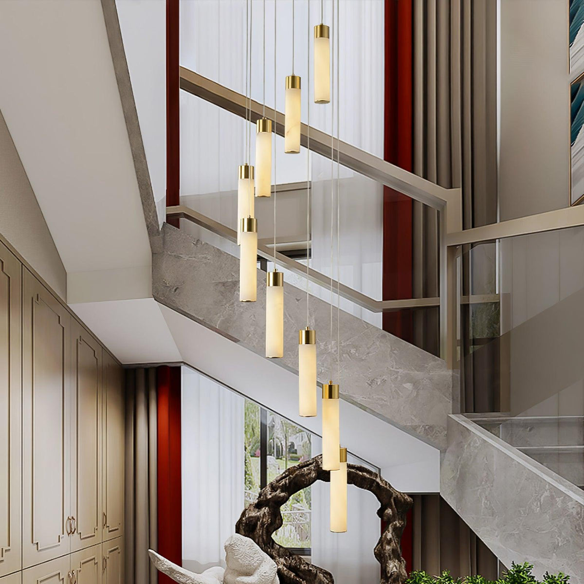Vobinun Modern Alabaster Pendant Chandelier