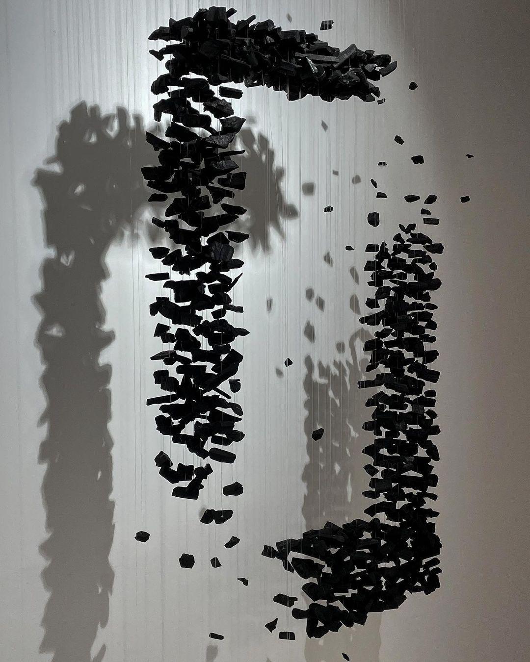 Seliian Charcoal Stone Sculptural Chandelier Letter G to L
