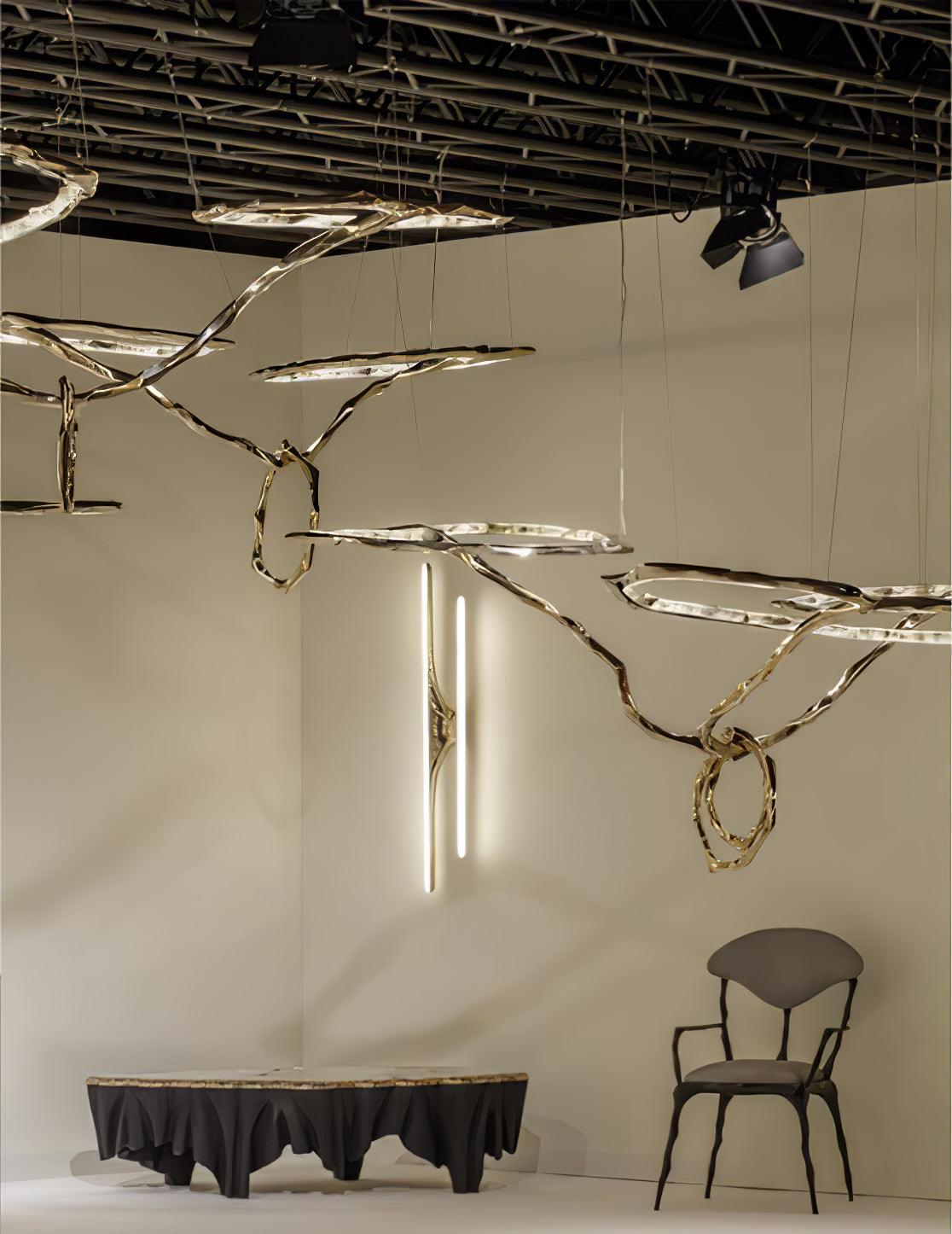 Cloud Orbit Brass Ring Chandelier