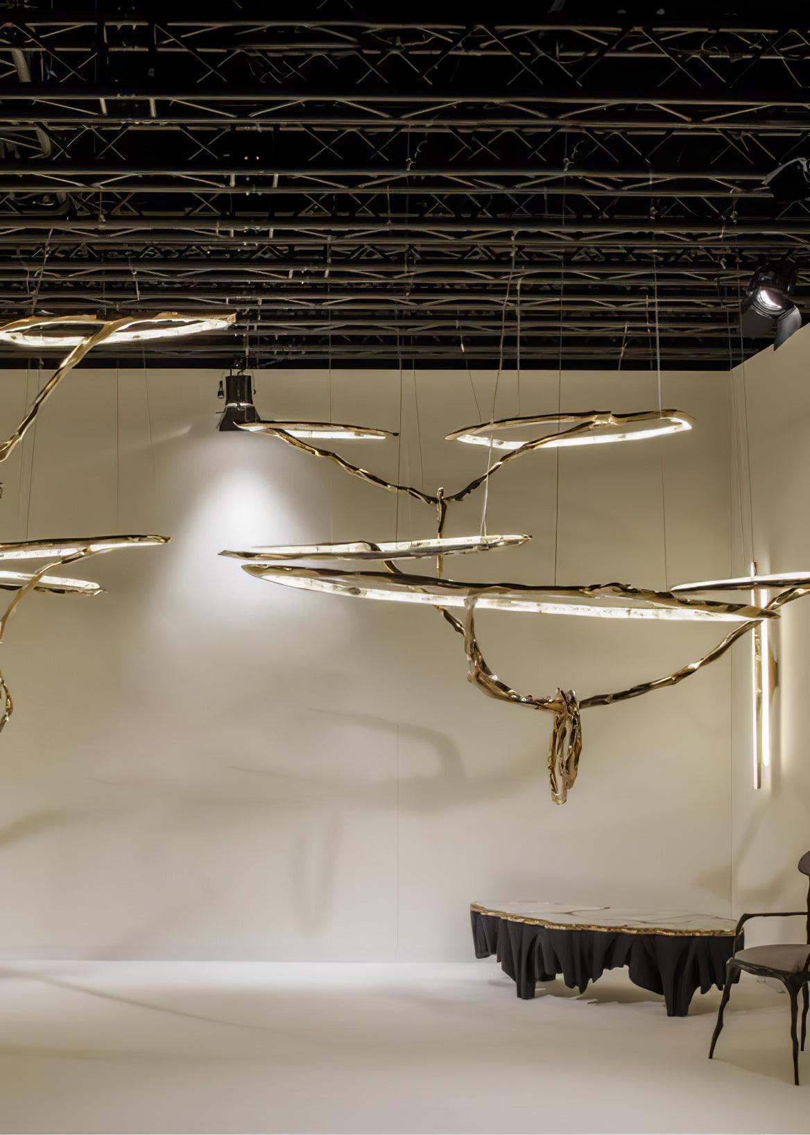 Cloud Orbit Brass Ring Chandelier