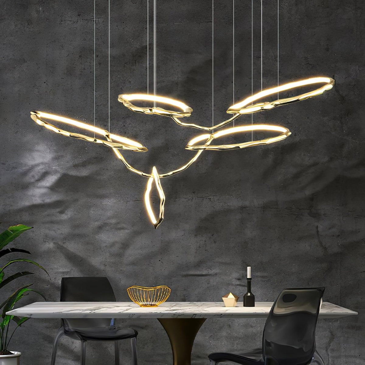 Cloud Orbit Brass Ring Chandelier