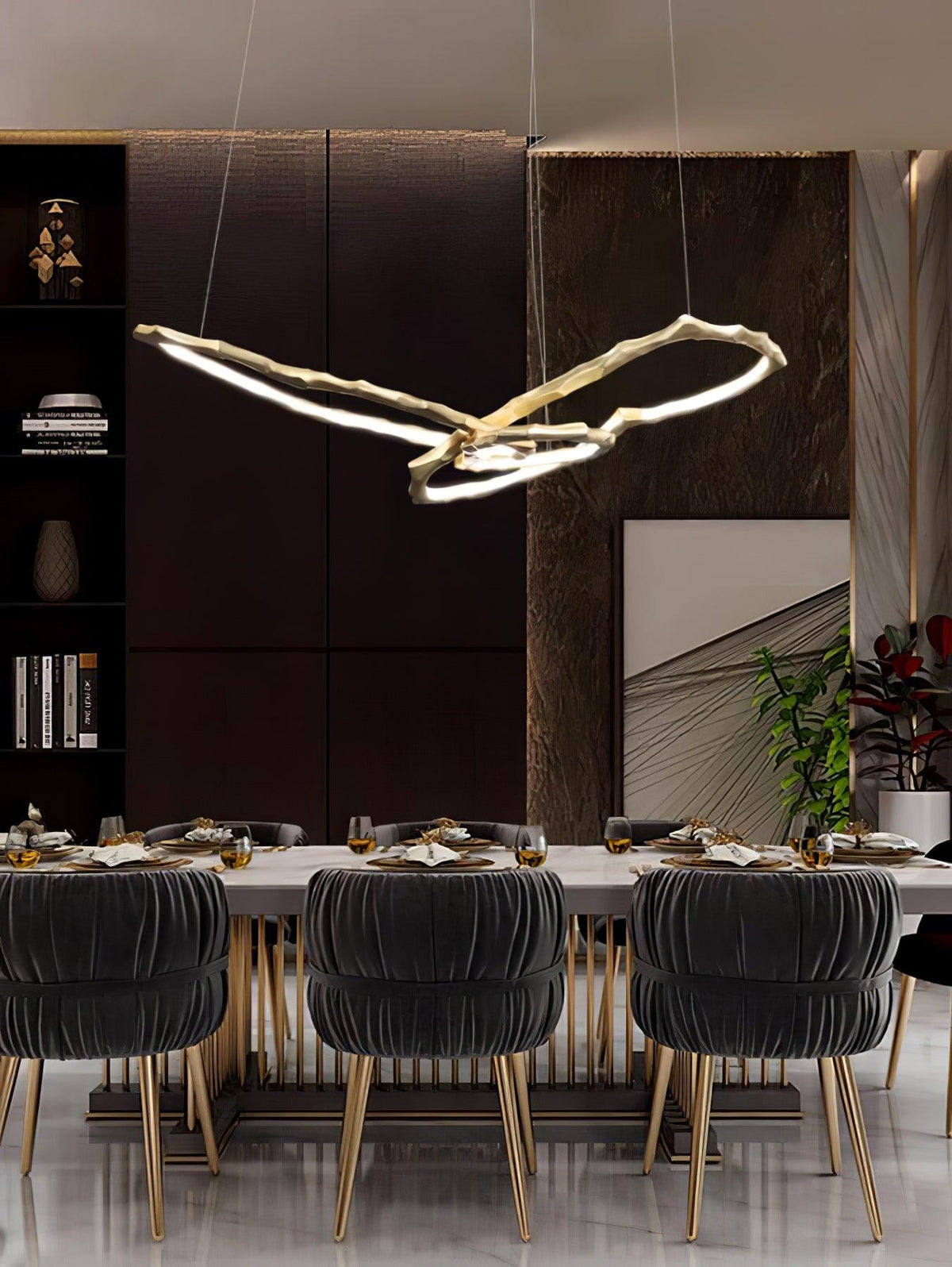 Cloud Orbit Brass Ring Chandelier