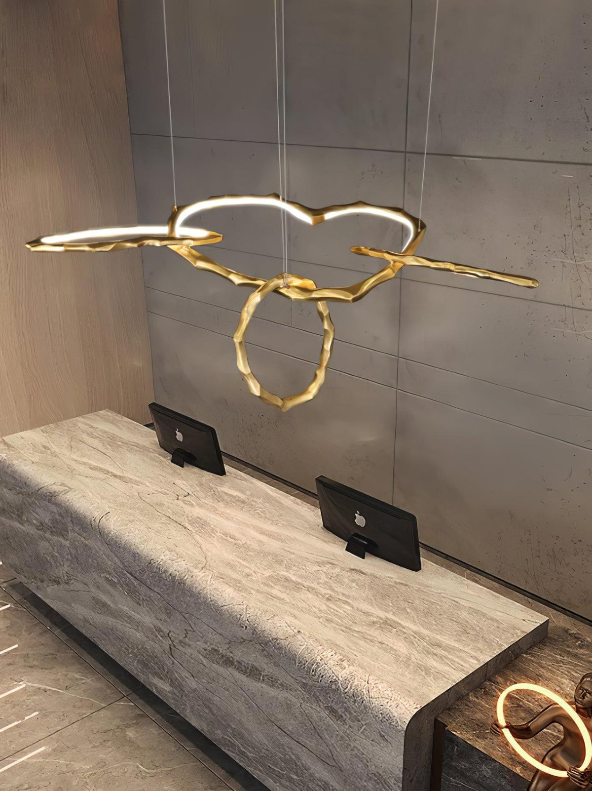 Cloud Orbit Brass Ring Chandelier