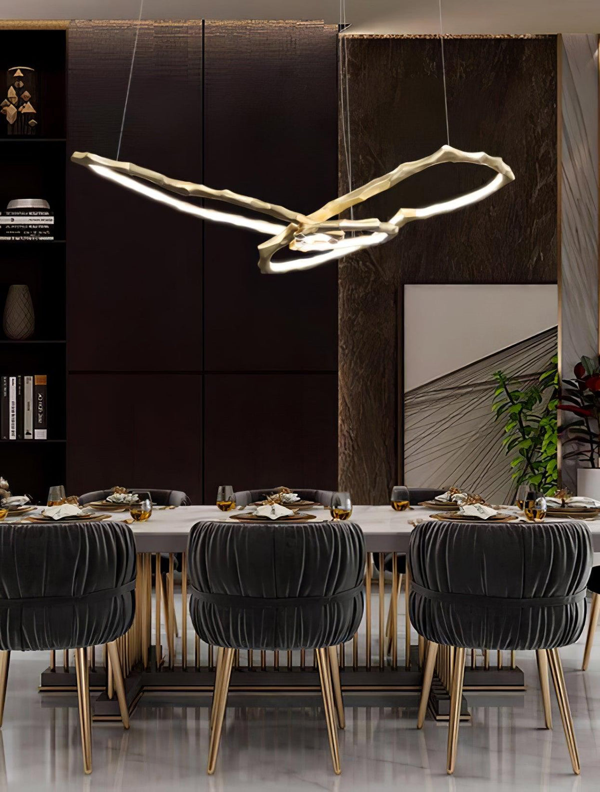 Cloud Orbit Brass Ring Chandelier
