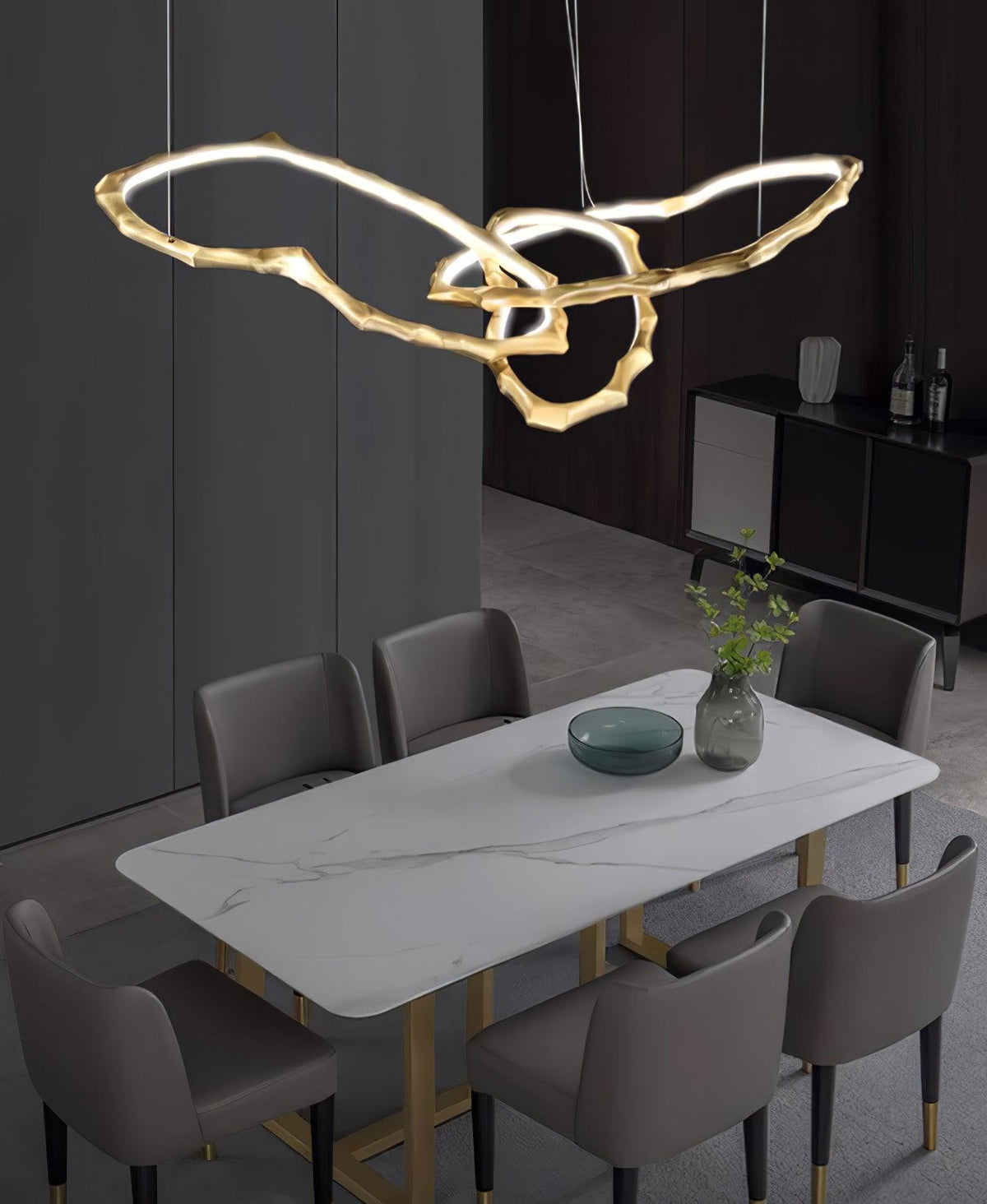 Cloud Orbit Brass Ring Chandelier
