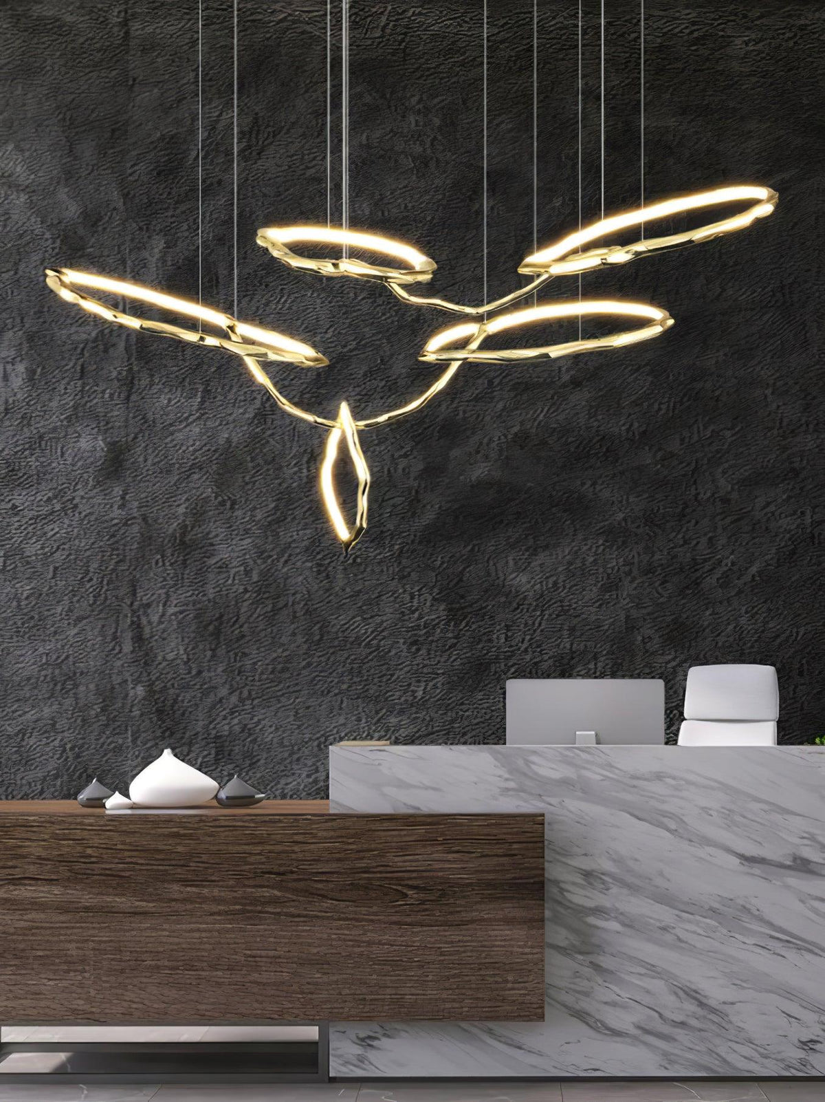 Cloud Orbit Brass Ring Chandelier
