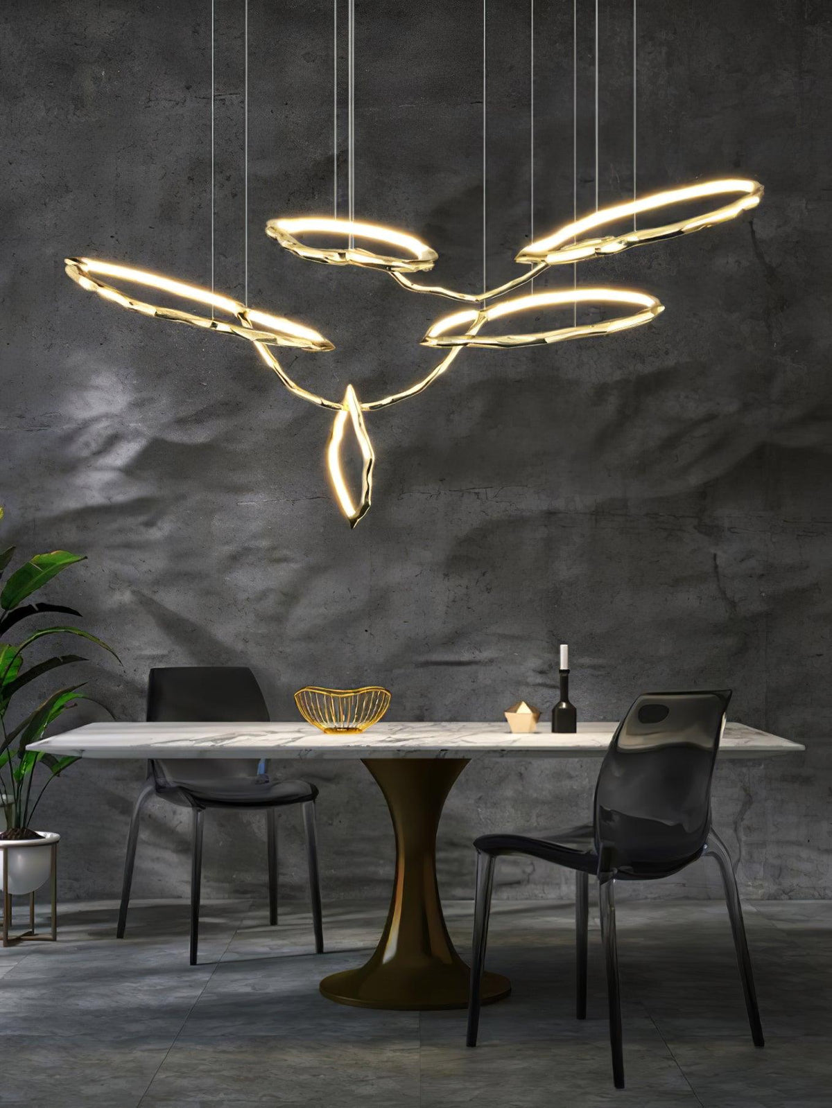 Cloud Orbit Brass Ring Chandelier