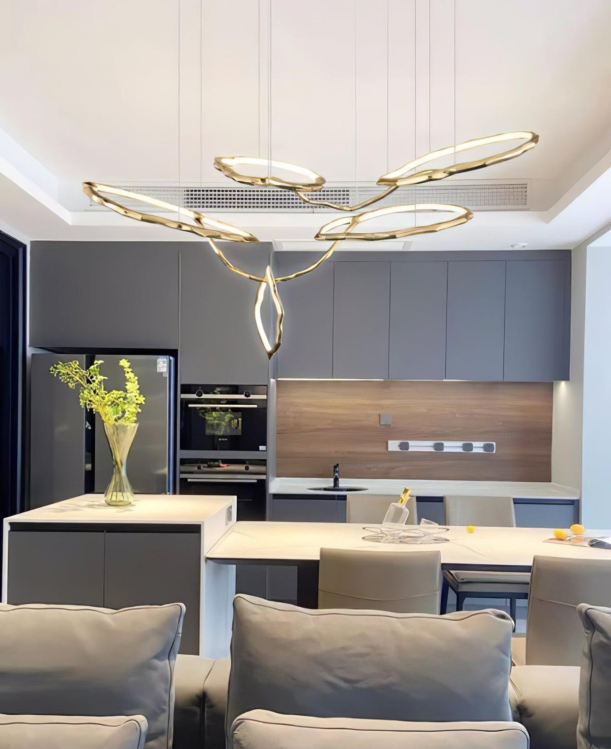 Cloud Orbit Brass Ring Chandelier
