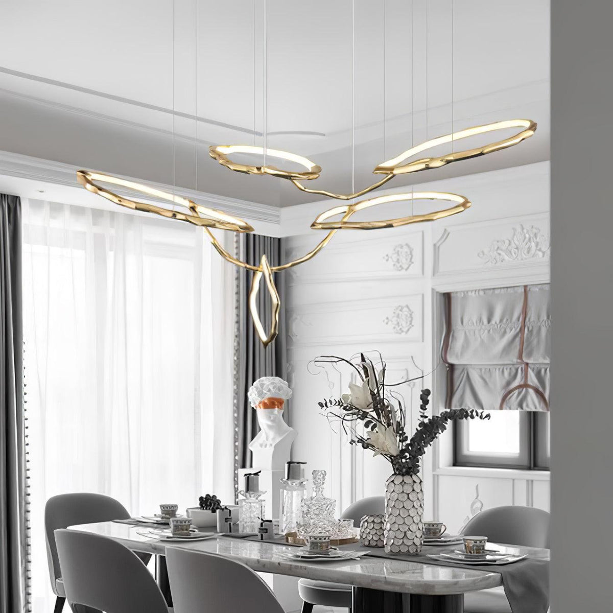 Cloud Orbit Brass Ring Chandelier