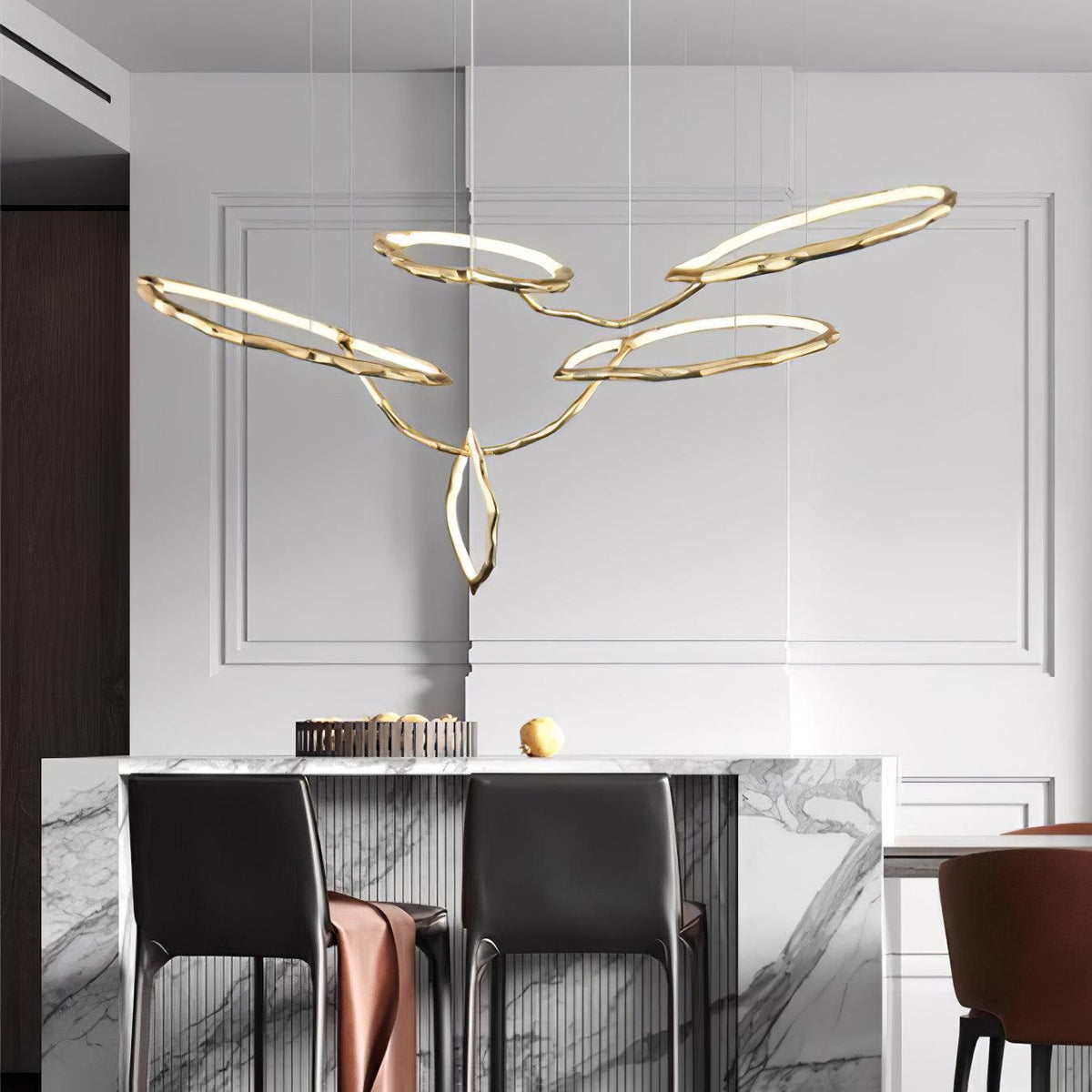 Cloud Orbit Brass Ring Chandelier