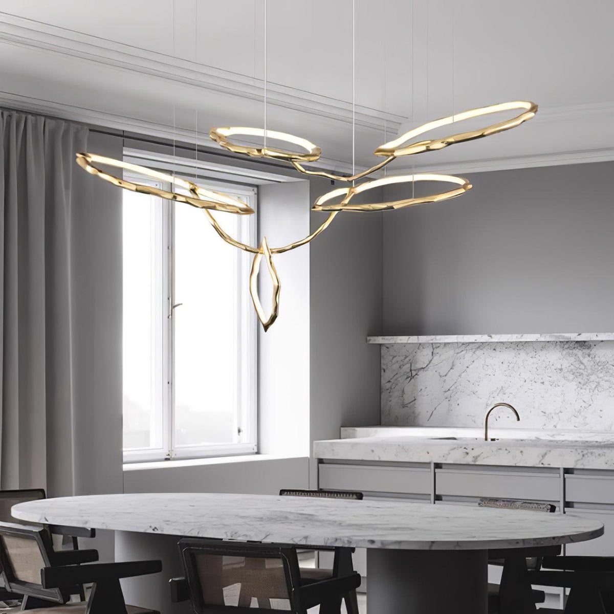 Cloud Orbit Brass Ring Chandelier