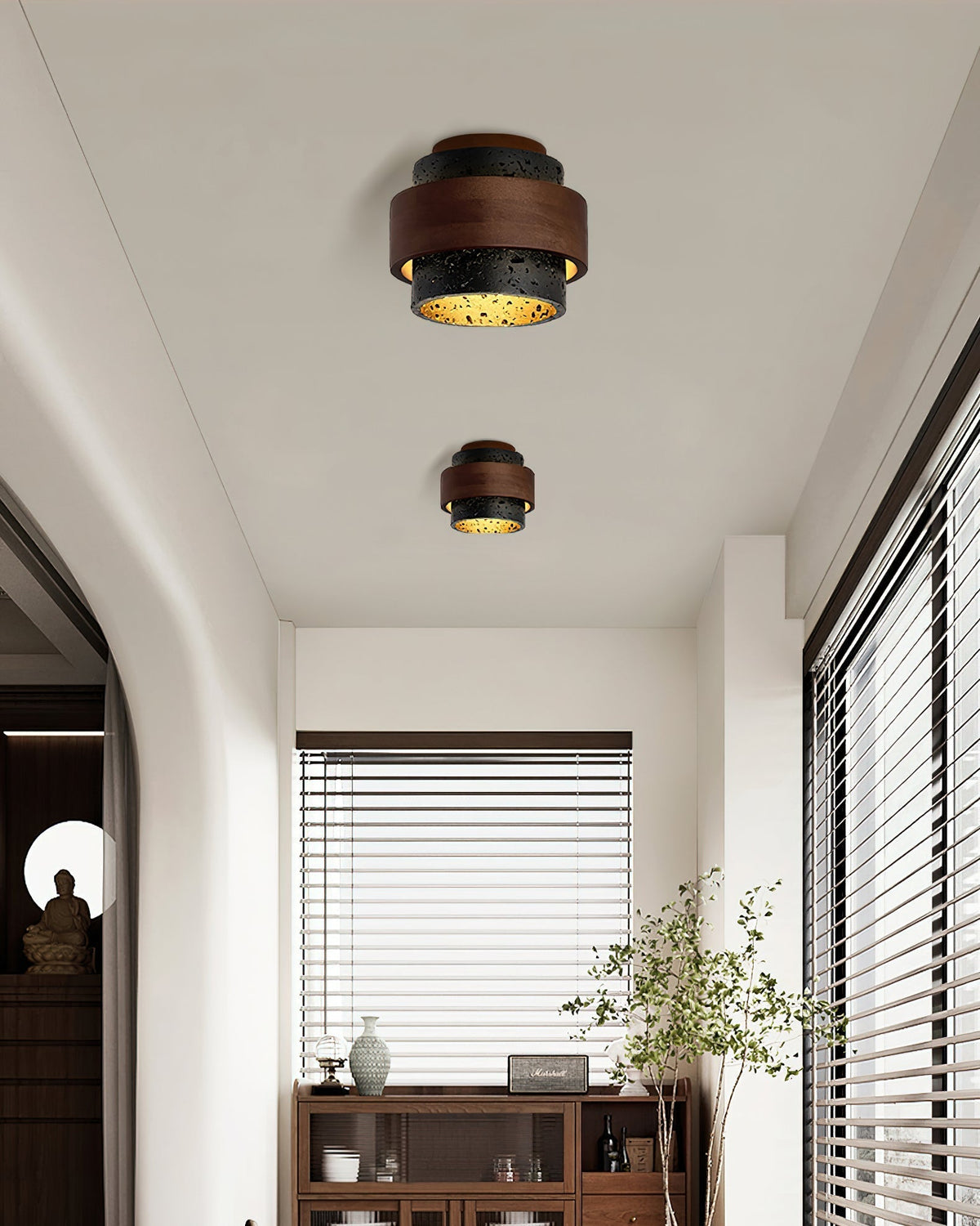 Noruaine Black Travertine Ceiling Light