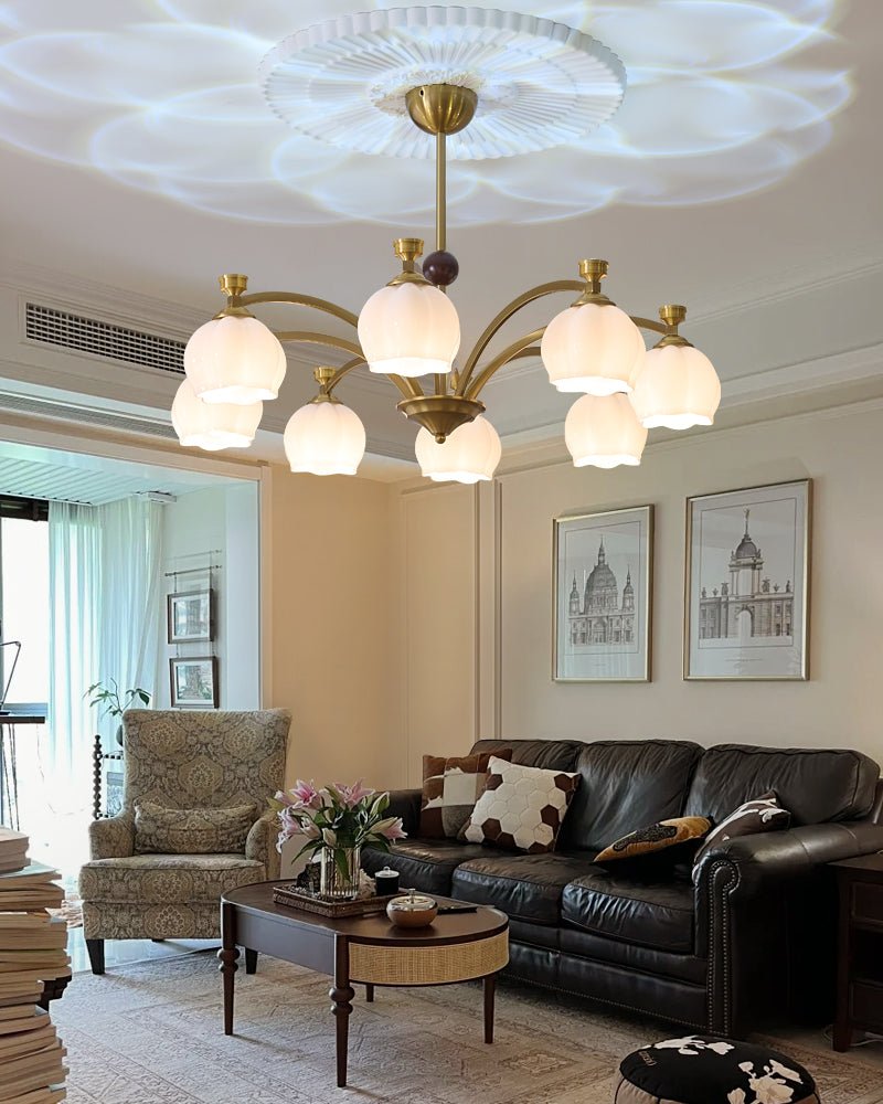 Alshaarae Traditional Premium Arc Wood Glass Chandelier