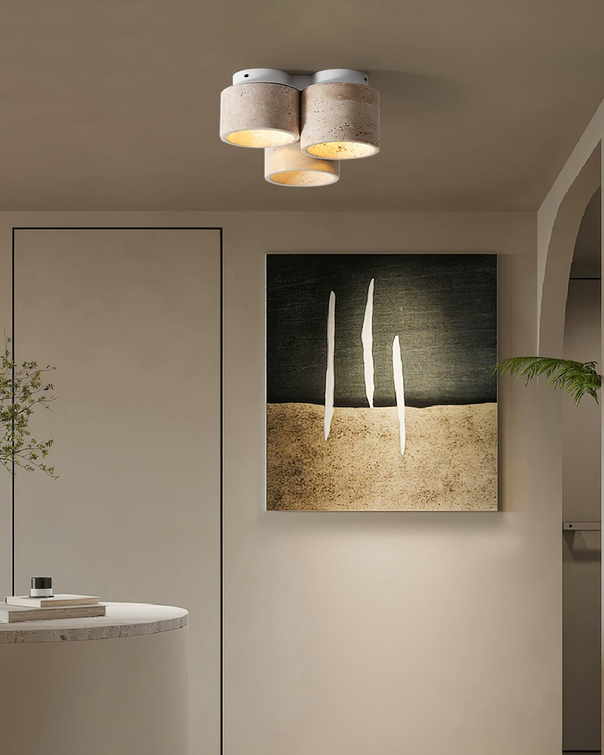 Valeneon Ceiling Light 3 head Travertine