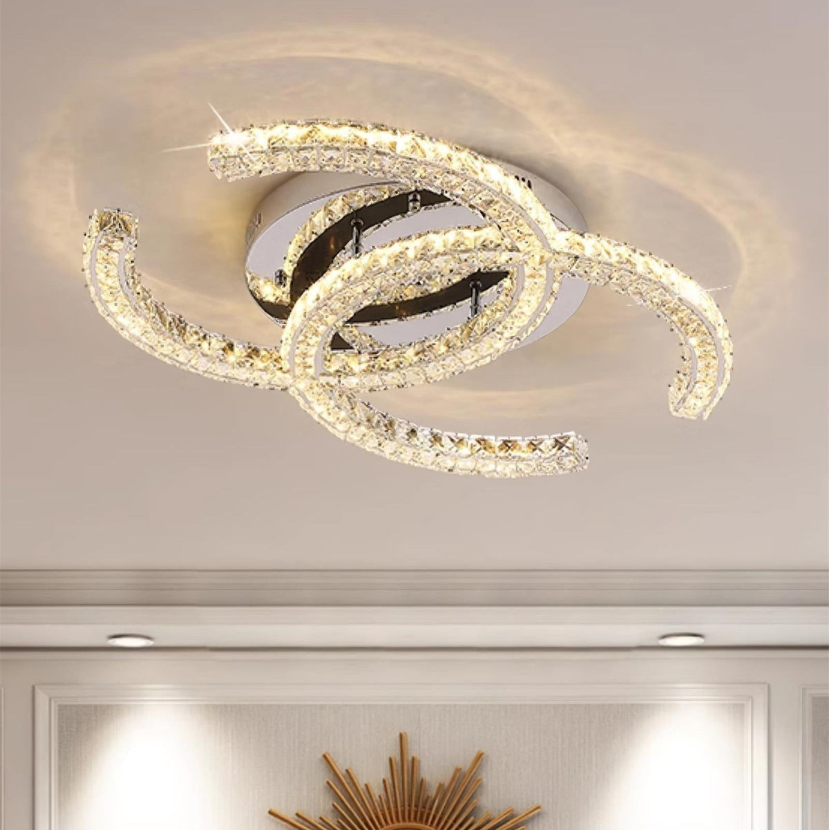 Gikibas Crystal Ceiling Light Double C