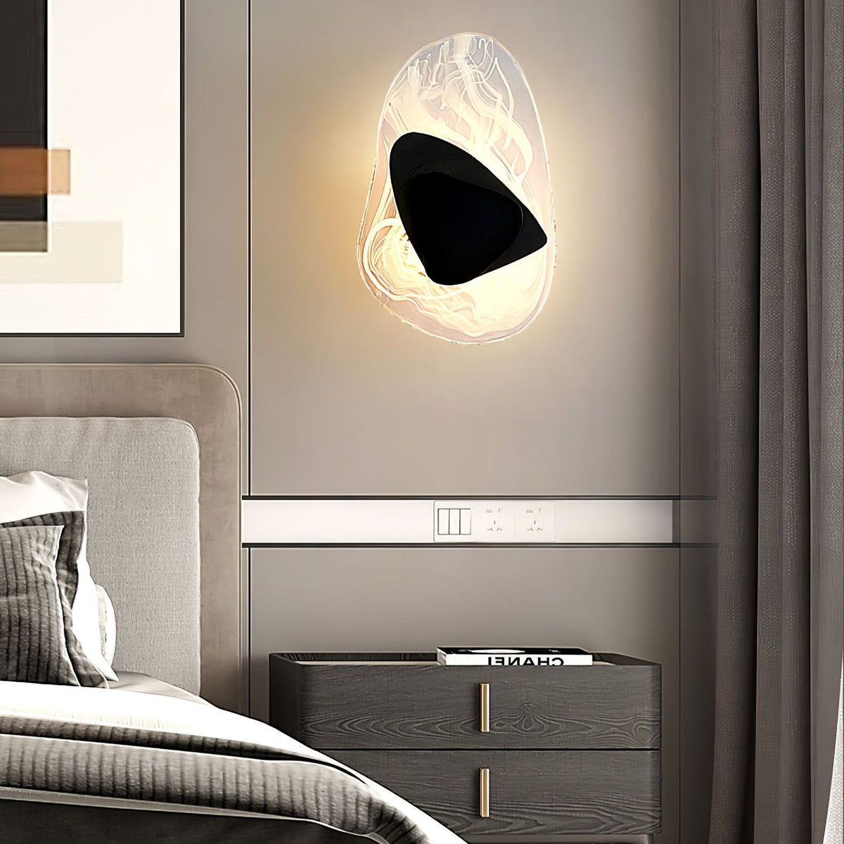 Wuvitos Artistic Black Glass Wall Lamp