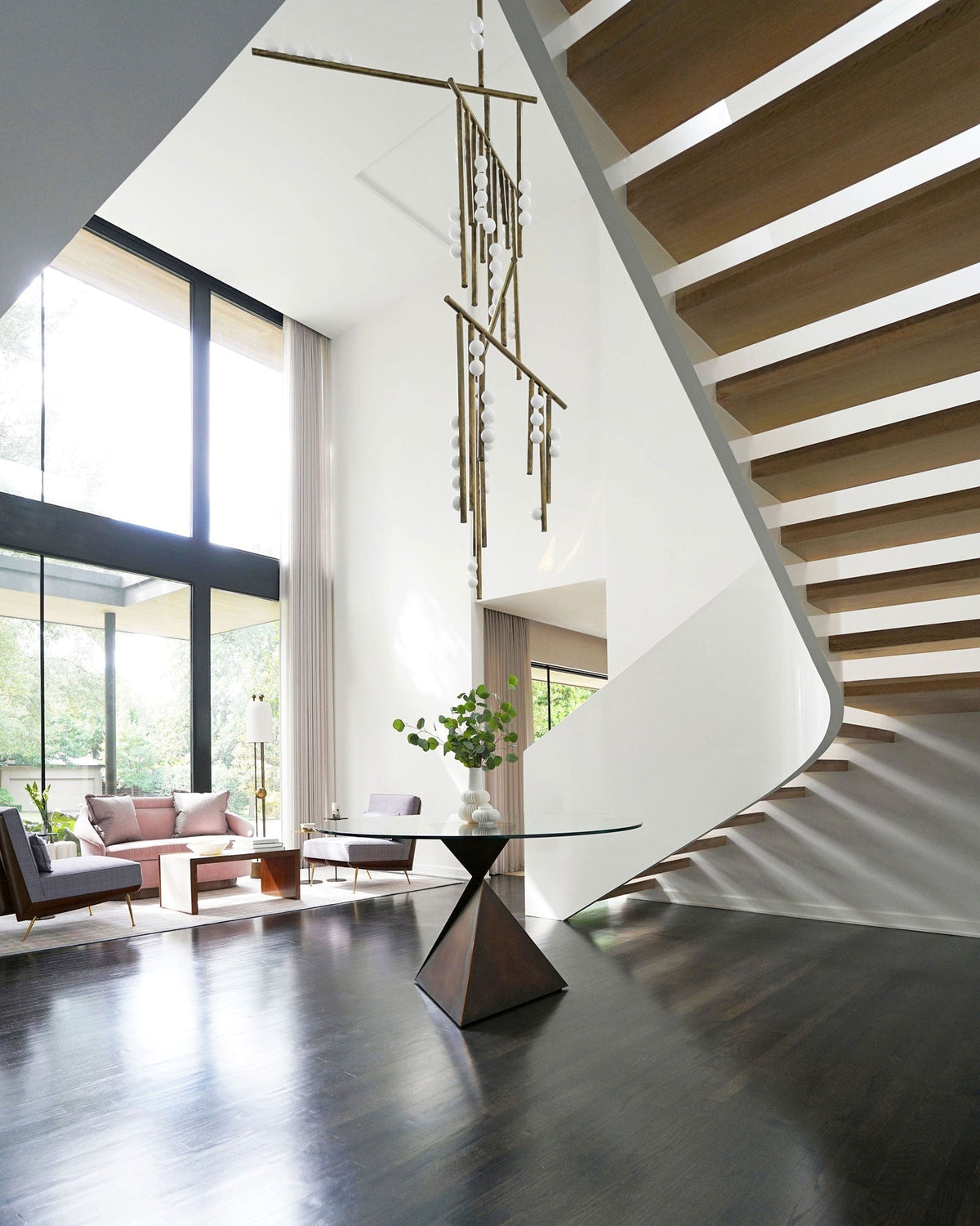 Bara Geometric Brass Linear Pendant Light Chandelier