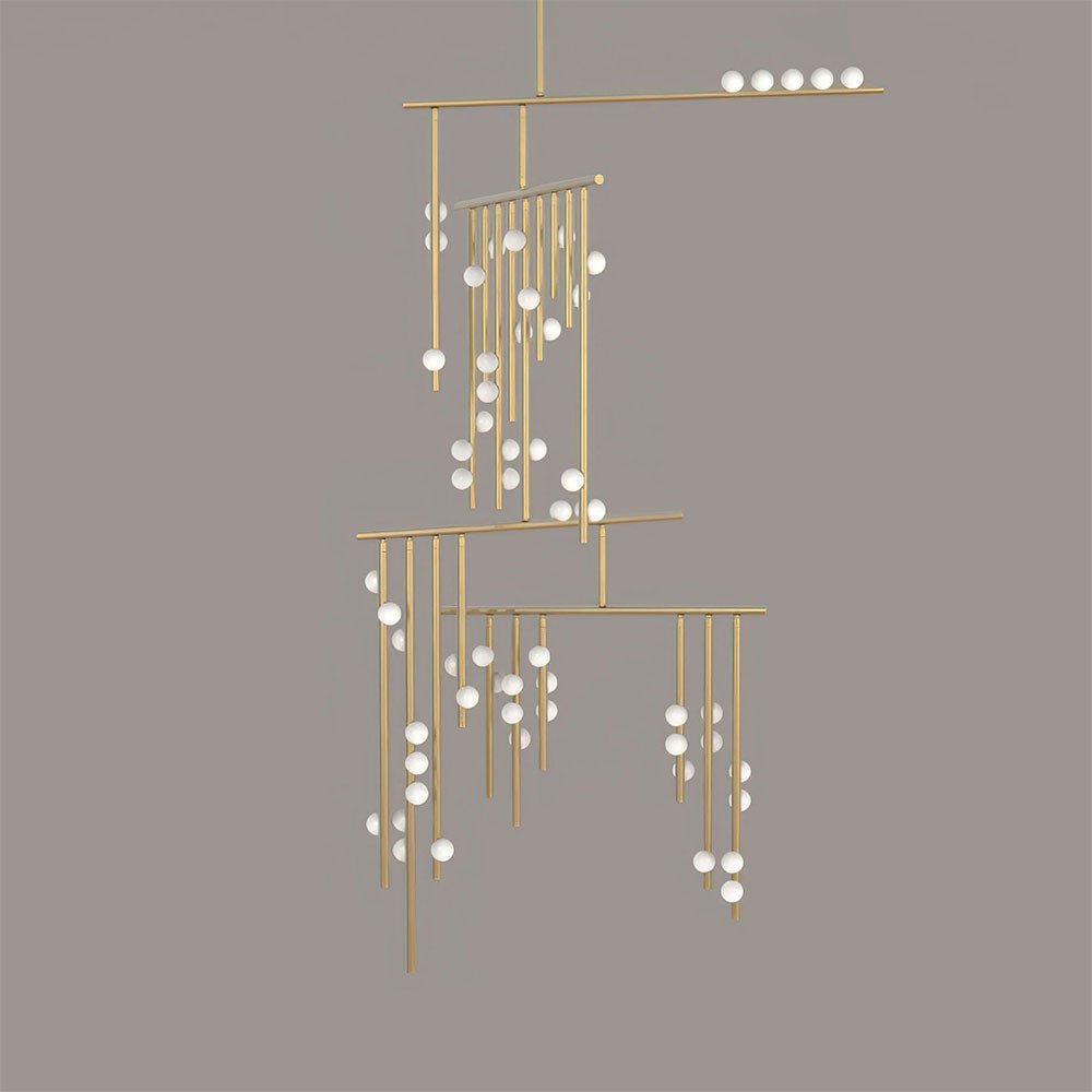 Bara Geometric Brass Linear Pendant Light Chandelier