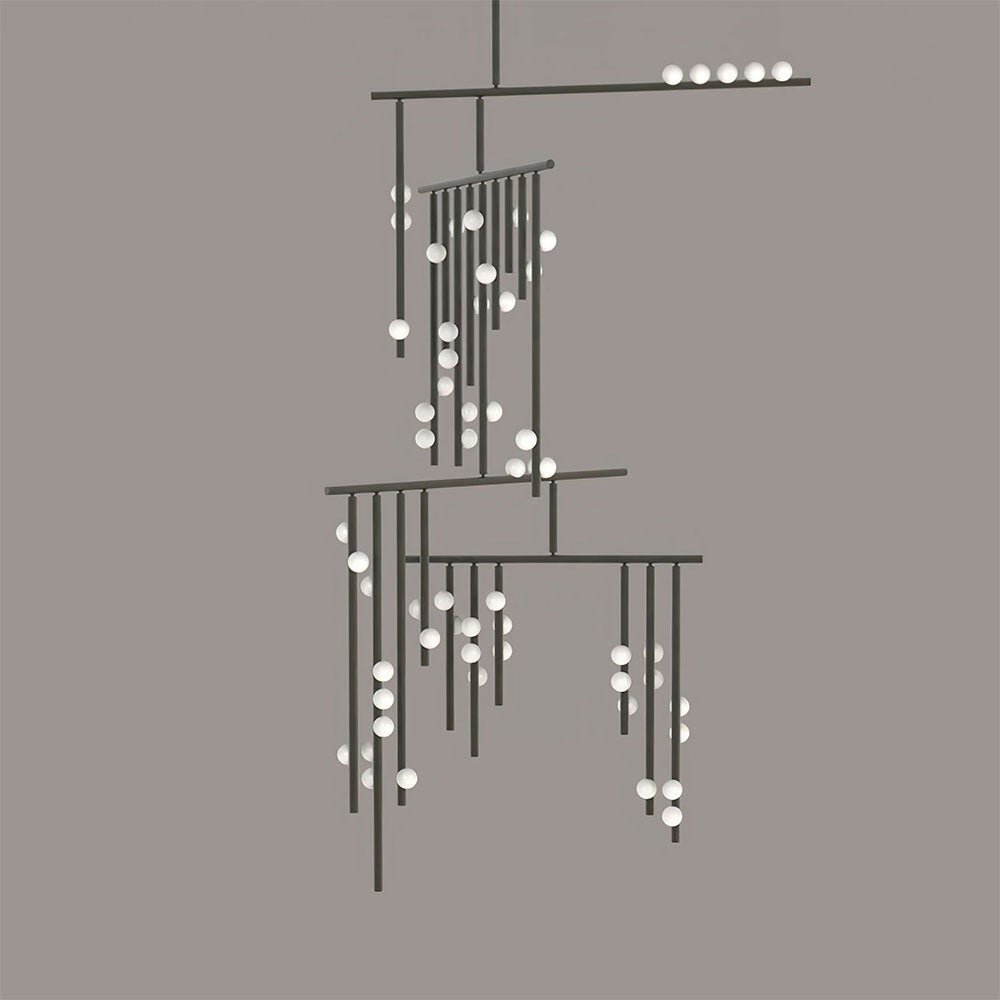 Bara Geometric Brass Linear Pendant Light Chandelier
