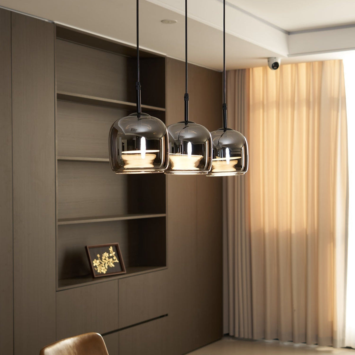 Vopurem Minimalist Pendant Light Glass Smoke Gray
