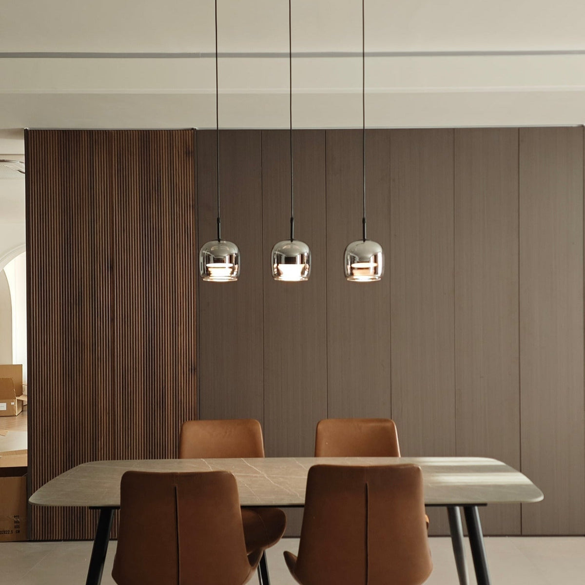 Vopurem Minimalist Pendant Light Glass Smoke Gray