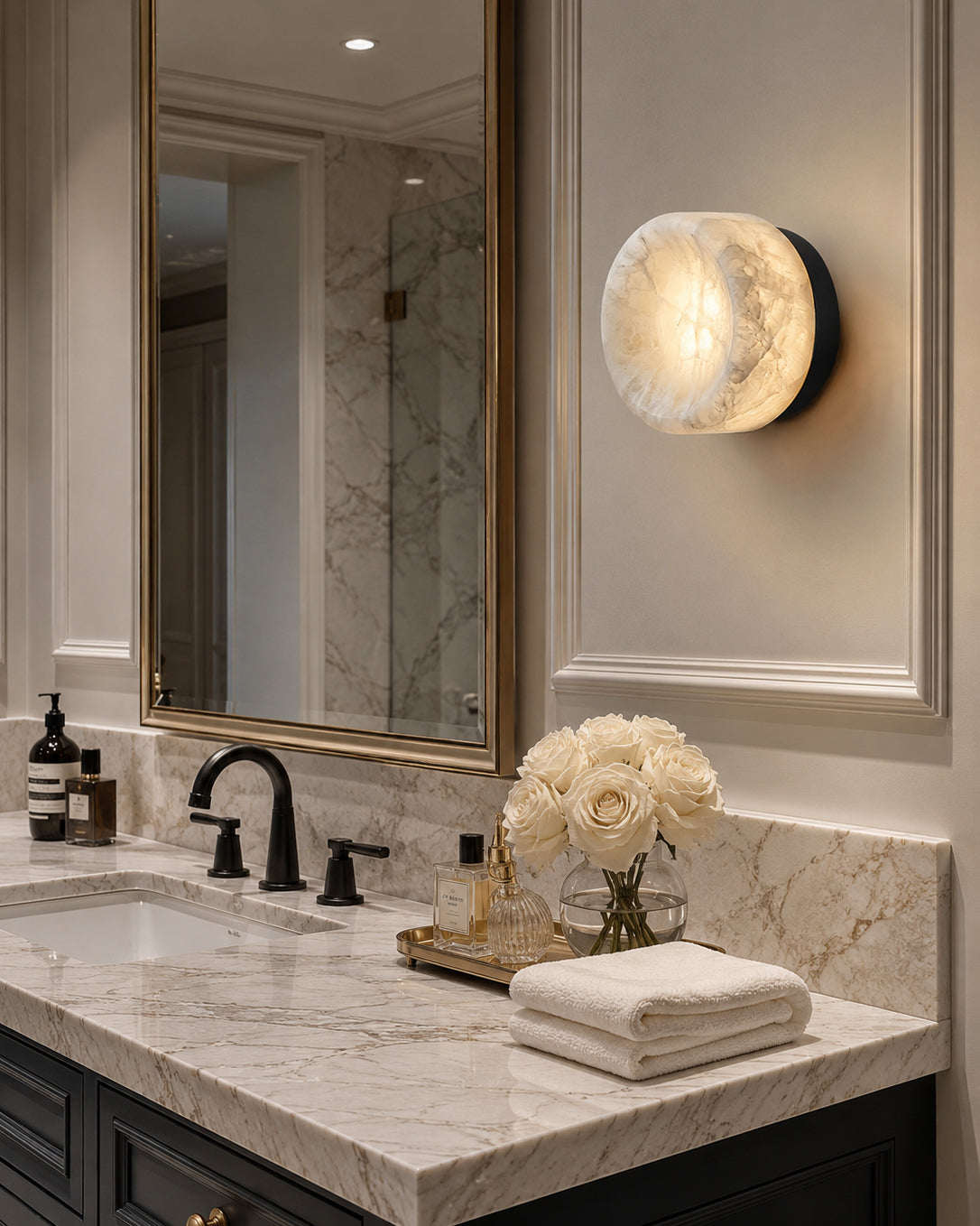 Opal Disc Alabaster Wall Sconce