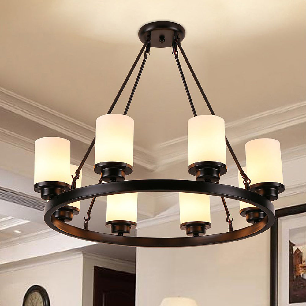 Ribonat Retro Black Metal/Glass Chandelier for Living Room